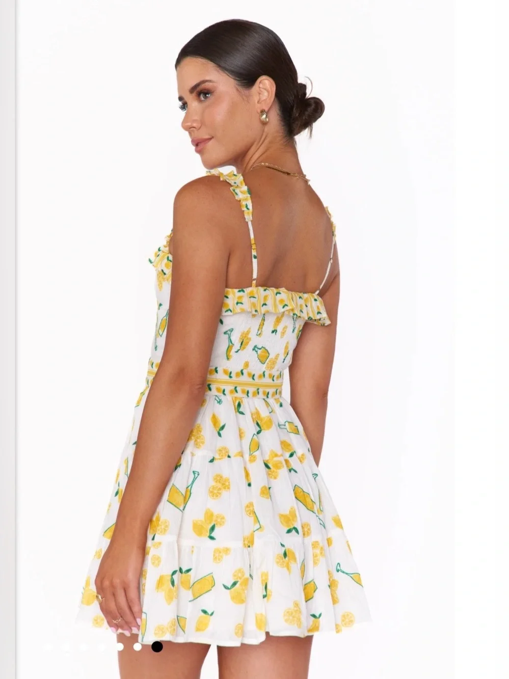 Show Me Your Mumu Jolene Mini Dress Limoncello Embroidery sz Small Coastal Chic - Picture 4 of 17
